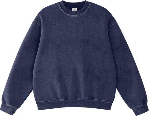 FAIABLE Womens Acid Wash Crewneck Sweatshirt Oversized Fleece Heavyweight Sweatshirts Unisex Vintage Cotton Pullover in Saudi Arabia