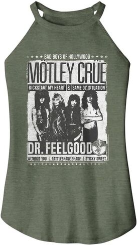 Motley Crue Bad Boys of Hollywood Dr. Feelgood Womens Rocker Tank Top Sleeveless 80s Music Graphic Tees in Saudi Arabia