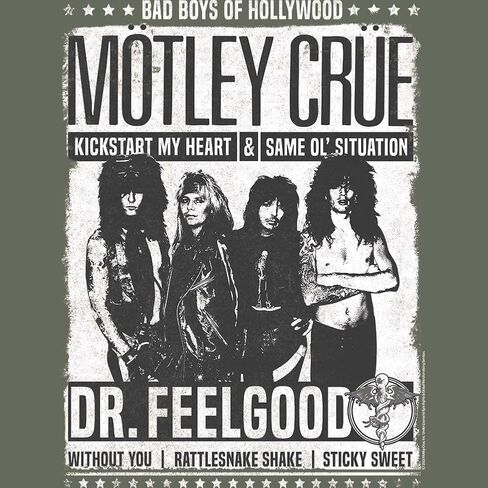 تي شيرت Motley Crue Bad Boys of Hollywood Dr. Feelgood للسيدات بدون أكمام برسومات موسيقى الثمانينيات in Kuwait