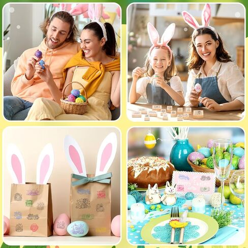 Marspark 22 Pcs Easter Wooden Rubber Stamps and Craft Ink Pads Set Mixed Easter DIY Cards Wooden Rubber Stamps for Party Scrapbooking Cards Making Supplies Gift Craft Decor in Kuwait