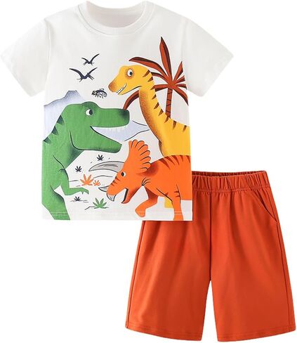 مجموعة ملابس صيفية للأولاد الصغار مكونة من 3 قطع من yolsun بأكمام قصيرة وسروال قصير للأولاد ملابس صيفية in Kuwait