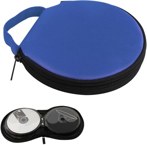 Car CD Storage Bag, Oxford Cloth Round CD Case Holder with Carrying Strap, Portable 20 Capacity DVD Storage Holder, Universal for Most Cars (Black) in Saudi Arabia