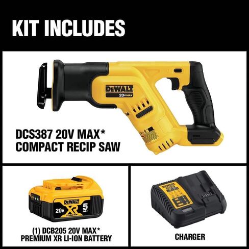 DEWALT DCS387P1 20-volt MAX Lithium Ion Compact Reciprocating Saw Kit with DEWALT DWA4101 Bi-Metal 2X Reciprocating Saw Blade Set, 8-Piece in Saudi Arabia