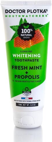 Dr Plotkas Whitening Toothpaste by Mouthwatchers | Fluoride Free Naturally Sourced Toothpaste for Sensitive Teeth and Gums | Fresh Organic Mint and Organic Propolis | 2 Tubes, 3 oz each in Kuwait