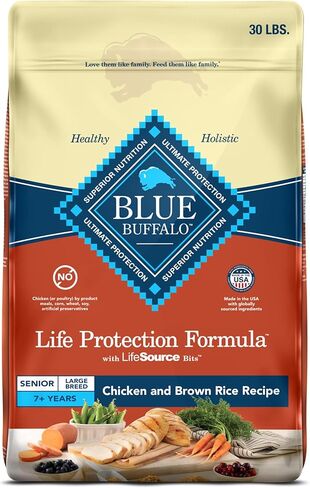 Blue Buffalo Protection Formula Bread Bread include Dry Dog Food ، يعزز صحة المفاصل والمناعة ، المصنوعة من المكونات الطبيعية ، وصفة دجاج وأرز بني ، 34 رطل. شنطة in Kuwait