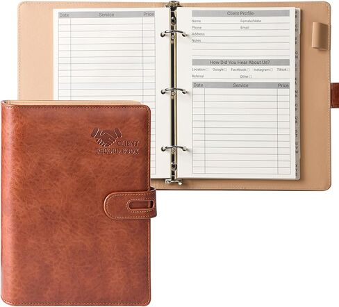 Client Record Book, Hair Stylist Client Profile Book-Binder and Client Record Cards with Alphabetical Tabs for Salons, SPA, Nail, Small Business(100 Sheets Profile Cards) in Saudi Arabia