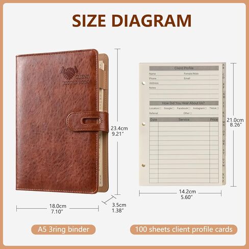 Client Record Book, Hair Stylist Client Profile Book-Binder and Client Record Cards with Alphabetical Tabs for Salons, SPA, Nail, Small Business(100 Sheets Profile Cards) in Saudi Arabia