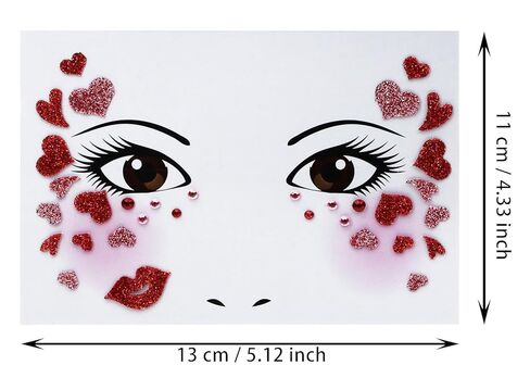 ملصق وجه Penta Angel Heart Face Stick على الوجه زي الأحجار الكريمة ذاتية اللصق لعيد الحب والهالوين ملصق مكياج للمهرجانات والعطلات والحفلات واللباس in Saudi Arabia