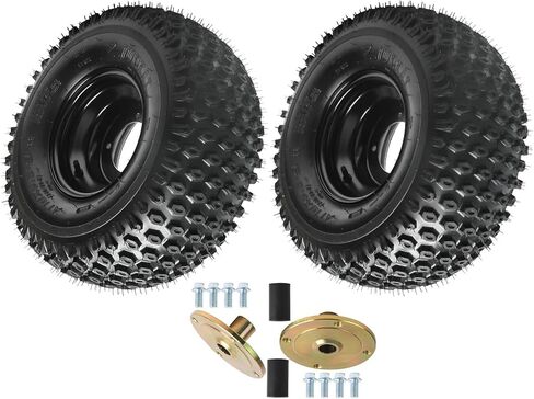 مجموعة إطارات وعجلات ATV مقاس 18 × 9.50-8، بدون أنابيب 4 طبقات، حافة 8 بوصة، 4 مسامير، مثالية لعربة التسوق، ATV، عربات الكثبان الرملية، عربات الثلوج والمزيد (مع محاور العجلات الخلفية 23T) in Kuwait