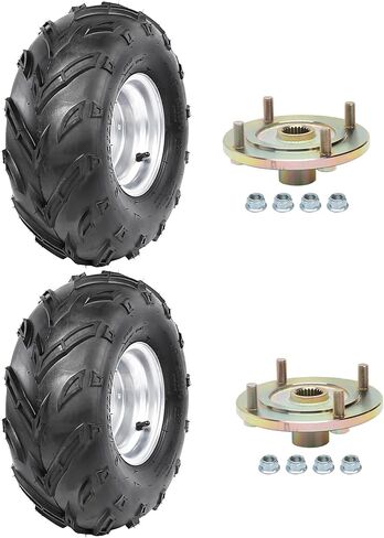 عبوتان من إطارات الطرق الوعرة مقاس 18 × 9.5-8 مع حافة، إطار 4PR ATV Go Kart مع 4 عروة 110 مم نمط مسمار ومحاور محور خلفي 24T، تناسب 240/50-8، مثالية للدراجات الرباعية، وعربة الجولف، والدراجة الثلاثية، و4 عجلات in Kuwait