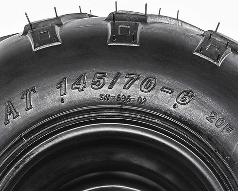 إطارات 145/70-6 بدون أنابيب مع عجلات معدنية مقاس 6 بوصات ومحاور محور خلفي 23T - نمط 3 مسامير 78 مم، تناسب مركبات ATV 110cc 125cc، وGo-Karts، والدراجات الصغيرة، وBaja DB30، وColeman CT100U، وQuad، والمزيد (مجموعة من 2) in Kuwait