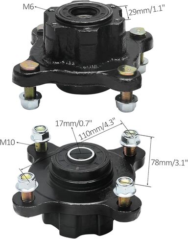 قطعتان من إطارات ATV Go Kart مقاس 16x8-7 بدون أنابيب مع مجموعة حافة - عجلة فولاذية 7 بوصات، نمط مسمار 4 عروات 110 مم، مغزل توجيه أمامي لـ 110cc 125cc ATV، دراجة صغيرة، دراجة ثلاثية الانجراف، عربات التي تجرها الدواب in Kuwait
