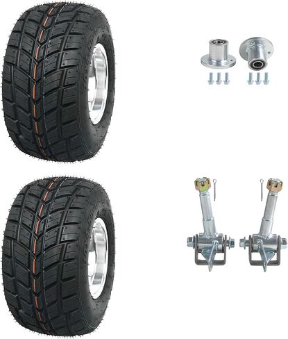 عبوتان من عجلات أمامية Go-Kart مقاس 10x4.50-5 مع إطارات وحواف من الألومنيوم و3 عروات بنمط مسمار 50 مم ومحاور وأعمدة دوران 17 مم لدراجات الانجراف والدراجات الصغيرة وATV ورباعية وجزازة العشب in Kuwait