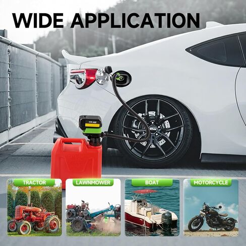 مضخة نقل الوقود مع مستشعر إيقاف تلقائي (3.2 GPM) متوافقة مع بطاريات DeWalt DCB20 وMilwaukee M18 (غير متضمنة)، مضخة وقود محمولة، مضخة غاز خرطوم 41 بوصة للديزل والبنزين و3 محولات خزان in Kuwait