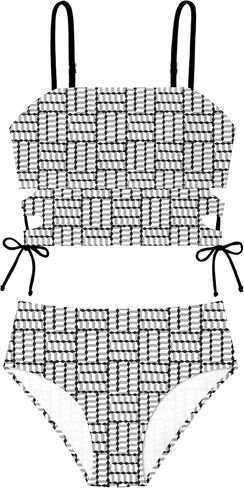 الفتيات المايوه القماش القطني قطع الرباط الرجعية لباس سباحة 2 قطعة Tankini ملابس السباحة 9-16Y in Kuwait