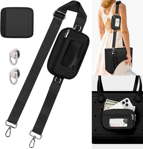 XYFuuee Phone Holder& Strap Wrap for Bogg Bag Accessories, 6 Pockets Organizer Wallet Pouch, Crossbody Shoulder Long Strap Compatible with Bogg& Simple Modern Rubber Tote Beach Bag Accessories in Saudi Arabia