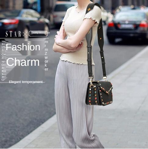 Adjustable Pu Leather Bag Strap Women Retro Rivet Crossbag Replacement Shoulder Straps Wide Belt Crossbody Strap Accessories in Saudi Arabia