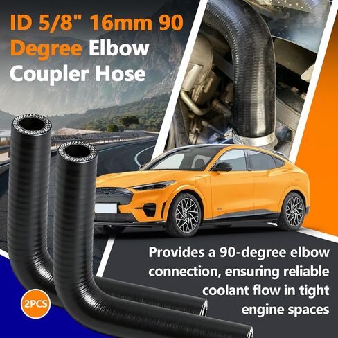 2PCS ID 5/8" 16mm 90 Degree Elbow Coupler Hose (4" Leg Length) for Reinforced Turbo, Intercooler, Intake Piping, Industrial, Silicone 4Ply, High Temp in Kuwait
