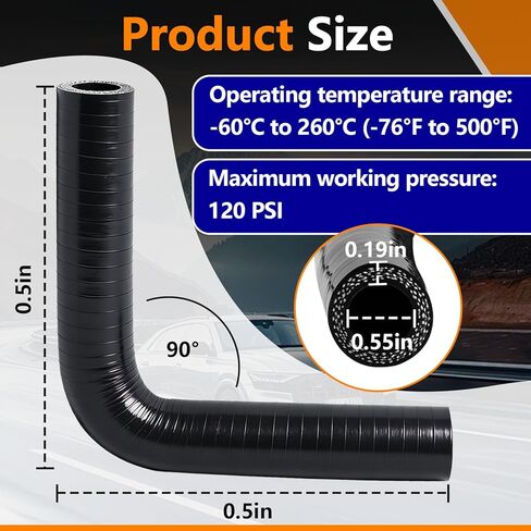 2PCS ID 5/8" 16mm 90 Degree Elbow Coupler Hose (4" Leg Length) for Reinforced Turbo, Intercooler, Intake Piping, Industrial, Silicone 4Ply, High Temp in Kuwait
