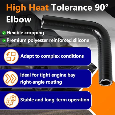 2PCS ID 5/8" 16mm 90 Degree Elbow Coupler Hose (4" Leg Length) for Reinforced Turbo, Intercooler, Intake Piping, Industrial, Silicone 4Ply, High Temp in Kuwait