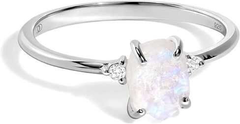Moon Magic - Authentic Moonstone Ring - Loveliness/Real 925 Sterling Silver Rainbow Moonstone Rings for Women/Genuine Moonstone Jewelry in Saudi Arabia