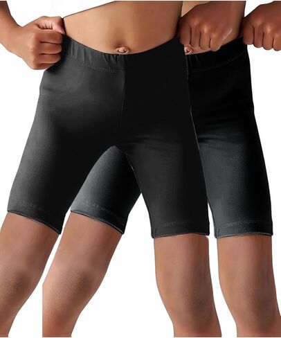 Girls Bike Shorts Kids High Waisted Under Dress Dance Short Leggings 2 Pack in Saudi Arabia