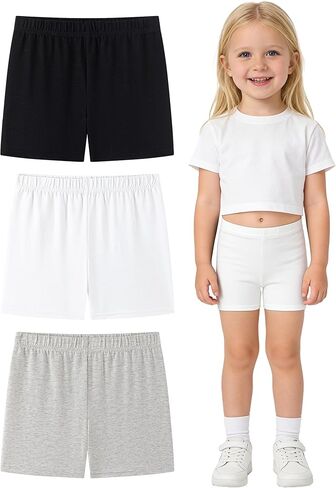 DIPUG Toddler Girls Biker Shorts 3 Pack, Cartwheel Shorts for Girls, Under Dress Shorts for Skirts, Dance Tumbling 3T–7Y in Saudi Arabia