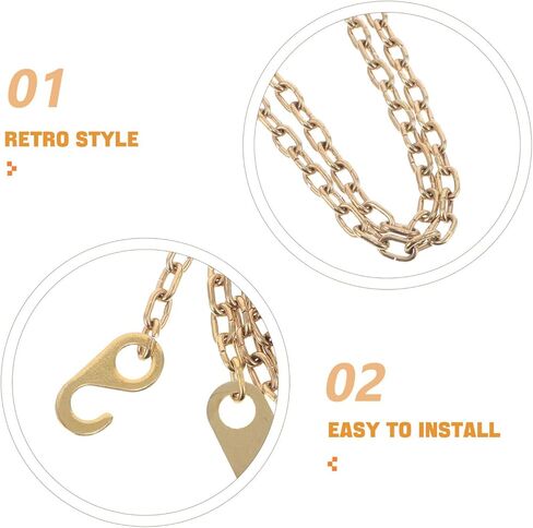 Garneck 2pcs Golden Metal Pendulum Chain Replacement for Grandfather Clock Hammer Wall Clock Accessories for Floor Gear Mechanism Easy Installation and Stable Performance in Saudi Arabia