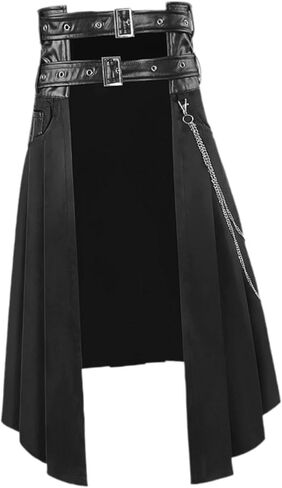 Colaxi Men's Gothic Punk Skirt Male Decorative Black Hip Hop Pleated Skirt with Pockets, XL in Saudi Arabia