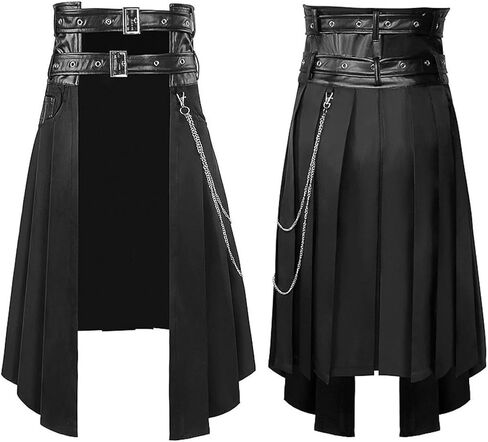 Colaxi Men's Gothic Punk Skirt Male Decorative Black Hip Hop Pleated Skirt with Pockets, XL in Saudi Arabia