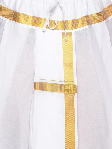 مجموعة مجموعة Dhoti كومبو من القطن باللون الأبيض للرجال من Sethukrishna (أبيض) (مقاس واحد) (D530-S) in Kuwait