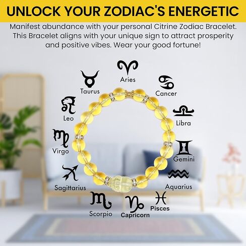 Feng Shui Bracelet,Good Luck Money Bracelet with Natural Citrine & Pixiu Guardian - Zodiac Birthstone Crystal String to Attract Wealth & Positive Energy, Lucky Charm Money Bracelet for Women & Men in Saudi Arabia