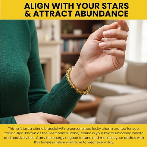 Feng Shui Bracelet,Good Luck Money Bracelet with Natural Citrine & Pixiu Guardian - Zodiac Birthstone Crystal String to Attract Wealth & Positive Energy, Lucky Charm Money Bracelet for Women & Men in Saudi Arabia