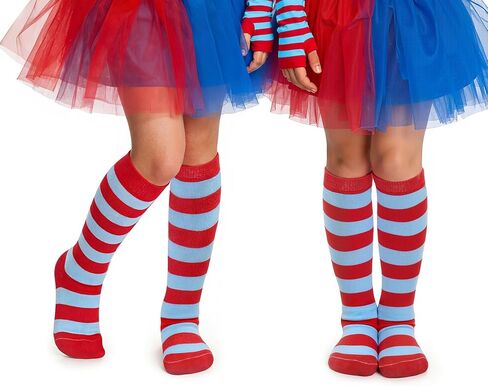Zando 2 Pairs Kids High Knee Socks Athletic Thin Tube Socks Novelty Striped Socks for Toddler Boy Girls in Saudi Arabia