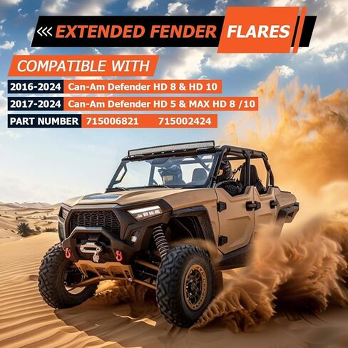 مشاعل حاجز ممتدة من ECOTRIC متوافقة مع 2016-2024 Can-Am Defender HD 5/7/8/10 MAX 6 قطع UTV Mud Guards Flap Set واقيات الطين Splash Shield Guards استبدال لـ 715006821 715002424 715006822 in Saudi Arabia