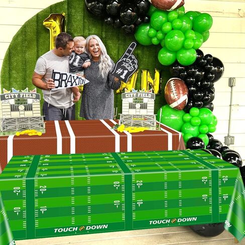 4 Pack Football Theme Party Tablecloths - Disposable Plastic Football Table Cover for Birthday Party Game Day Tailgate Football Party Decorations, 51 x 86 Inches in Saudi Arabia
