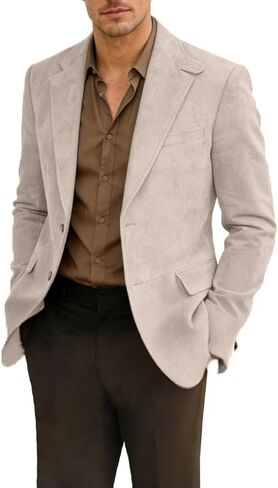 سترة رجالية من جلد الغزال سترة كاجوال للرجال 2 زر من جلد الغزال معطف رياضي لحفلات عشاء الربيع والزفاف in Kuwait