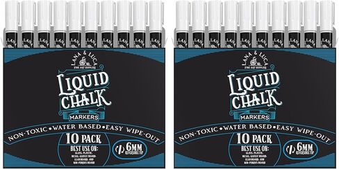 Liquid Chalk Marker Pen - White, Dry Erase for Chalkboard Signs, Windows, Blackboard, Glass with 24 Chalkboard Labels Included (6 Pack) 3-6mm Reversible Tip, 3-3mm Fine Tip in Saudi Arabia
