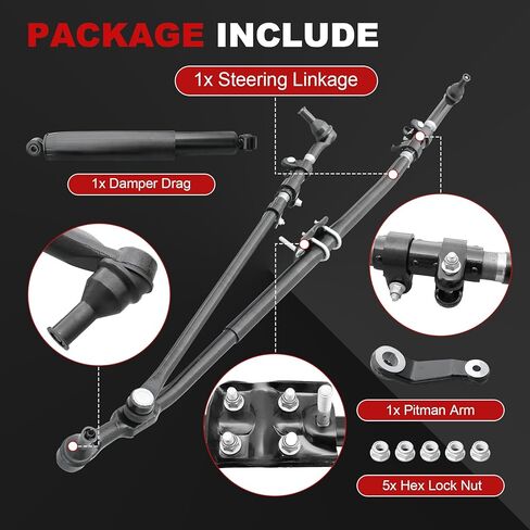 Front Steering Linkage Drag Link Tie Rod Kit Assembly Replacement for Dodge Ram 1500 2500 3500 Truck 4WD Replaces 52122362AL 52122362AF DS800981A 6505623AA 68039930AA in Saudi Arabia