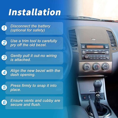 Center Dash Radio Surround Bezel Storage Cubby Vents Frame for Nissan Altima 2005-2006 3rd Gen Facelift Dashboard Radio Panel Trim Gray No.68270ZB002 in Kuwait