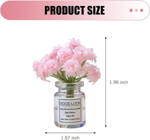 3 PCS Car Dash Flower Ornaments, Cute Mini Cherry Blossom Jasmine Decoration, Natural Simulated 3D Vase Arrangement, Universal Aesthetic Interior Accessory for Girl Women (Multicolored) in Kuwait