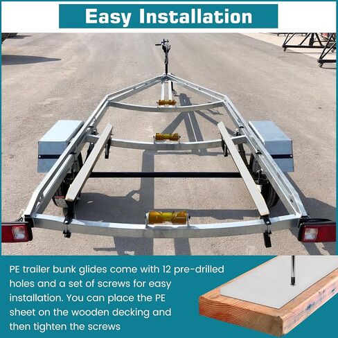 MARGAR 48" X 3" PE Trailer Bunk Glides, Heavy Duty PE Glide Pads Includes Pre-Drilled Holes and 12 Screws, Smoother Boat Trailer Glide Bunk Enders in Saudi Arabia