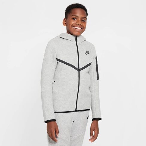 هودي Nike Sportswear Tech Fleece للأطفال الكبار بسحاب كامل (HV5867-063، رمادي داكن منقط/رمادي داكن منقط/) مقاس X-Small in Kuwait