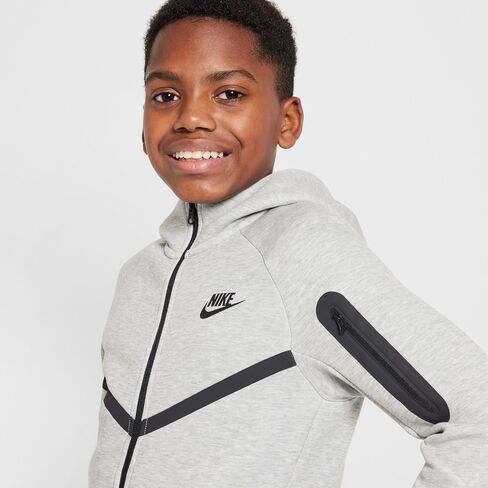 هودي Nike Sportswear Tech Fleece للأطفال الكبار بسحاب كامل (HV5867-063، رمادي داكن منقط/رمادي داكن منقط/) مقاس X-Small in Kuwait