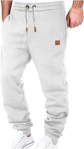 Big and Tall Sweatpants for Men Fleece Loose Running Drawstring Joggers Active Elastic Waist Cuffed Leg Tapered Pants in Saudi Arabia