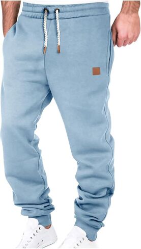 Big and Tall Sweatpants for Men Fleece Loose Running Drawstring Joggers Active Elastic Waist Cuffed Leg Tapered Pants in Saudi Arabia