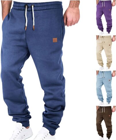 Big and Tall Sweatpants for Men Fleece Loose Running Drawstring Joggers Active Elastic Waist Cuffed Leg Tapered Pants in Saudi Arabia