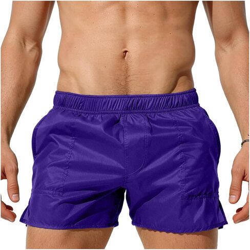Mens Swim Trunks Elastic Waist See Through Summer Beach Shorts Low Waist Bathing Suit Swimwear Trunks with Pockets in Saudi Arabia