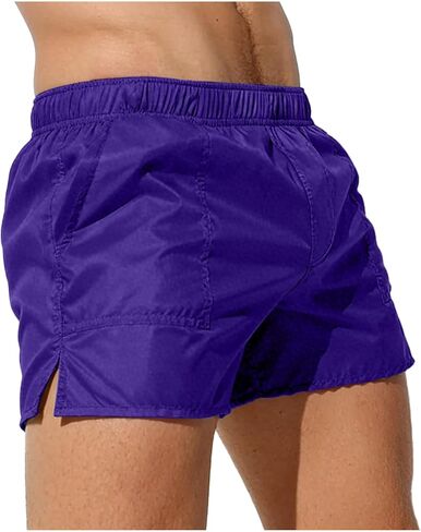 Mens Swim Trunks Elastic Waist See Through Summer Beach Shorts Low Waist Bathing Suit Swimwear Trunks with Pockets in Saudi Arabia