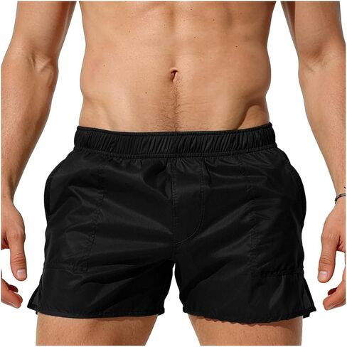 Mens Swim Trunks Elastic Waist See Through Summer Beach Shorts Low Waist Bathing Suit Swimwear Trunks with Pockets in Saudi Arabia